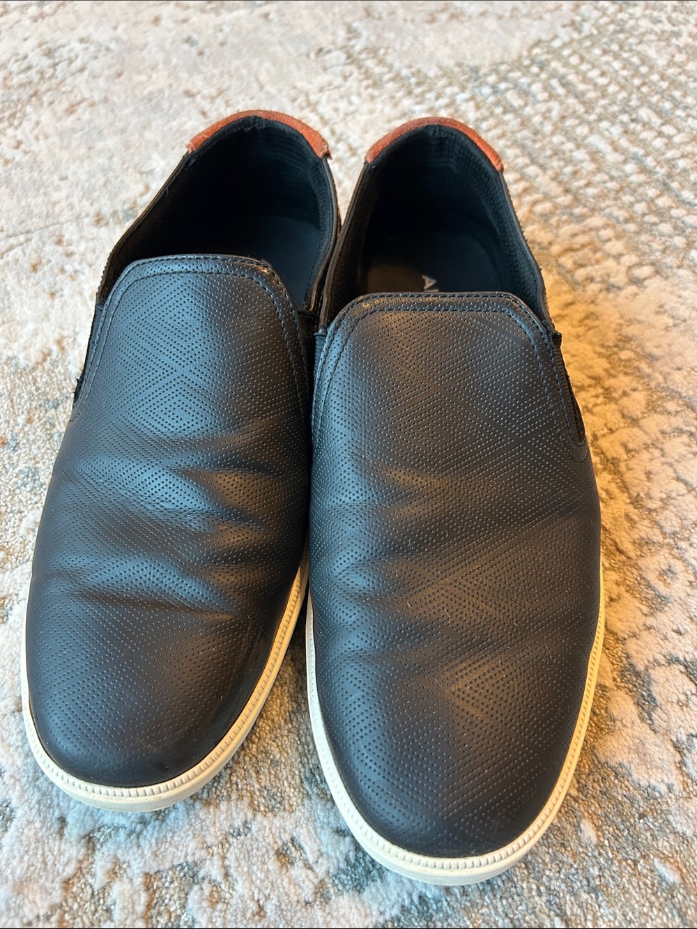 Men's Slip-On Casual Shoes in Black with White Sole